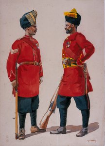 Soldati della 5ª Fanteria Leggera, Musulmani Rajput e della 6ª Fanteria Leggera Jat, Jat Havildars, illustrazione per 